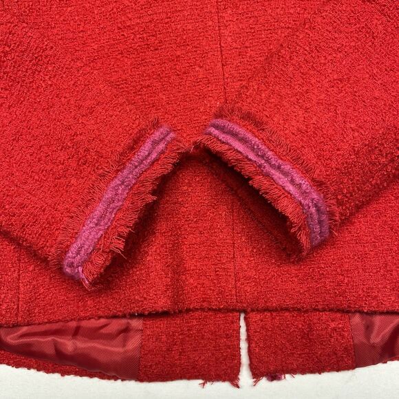 Talbots Tweed Blazer Red Fringe Wool Blend - Picture 10 of 10